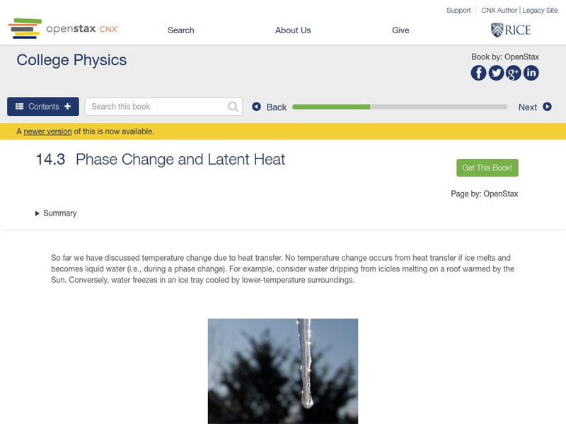 Open Stax: Phase Change and Latent Heat eBook Open Stax: Phase Change and Latent Heat eBook