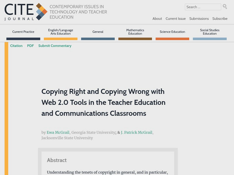 Cite Journal: Copying Right and Copying Wrong With Web 2.0 Tools Website Cite Journal: Copying Right and Copying Wrong With Web 2.0 Tools Website
