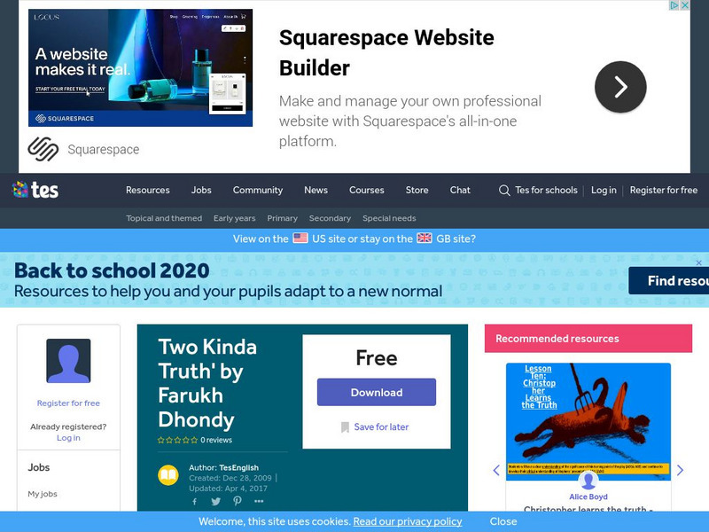 Tes: Two Kinda Truth' by Farukh Dhondy Lesson Plan Tes: Two Kinda Truth' by Farukh Dhondy Lesson Plan