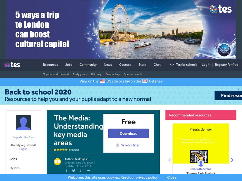 Tes: The Media: Understanding Key Media Areas Lesson Plan Tes: The Media: Understanding Key Media Areas Lesson Plan