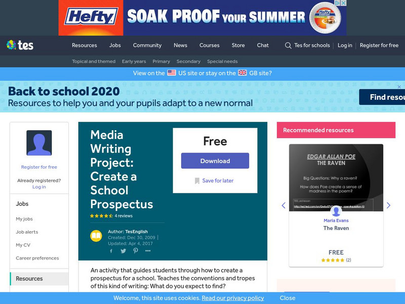 Tes: Media Writing Project: Create a School Prospectus Activity Tes: Media Writing Project: Create a School Prospectus Activity