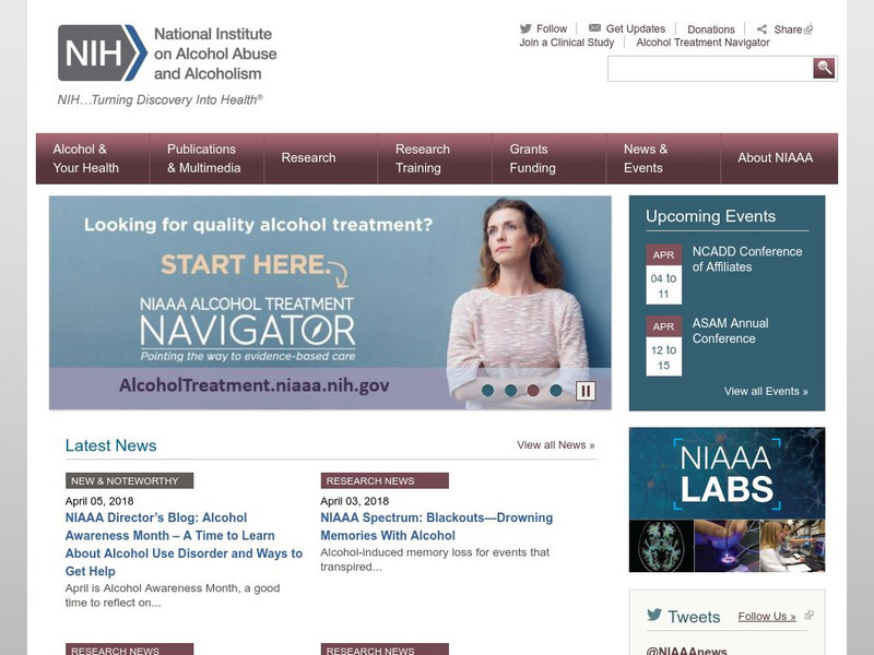 National Institute on Alcohol Abuse and Alcoholism Website National Institute on Alcohol Abuse and Alcoholism Website