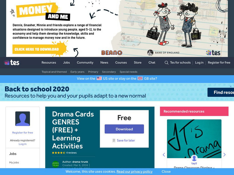 Tes: Drama Cards Genres Activity Tes: Drama Cards Genres Activity