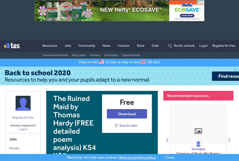 Tes: The Ruined Maid by Thomas Hardy PPT Tes: The Ruined Maid by Thomas Hardy PPT