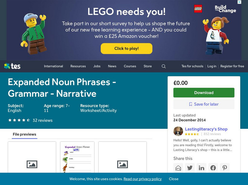 Tes: Expanded Noun Phrases Grammar Narrative Activity Tes: Expanded Noun Phrases Grammar Narrative Activity