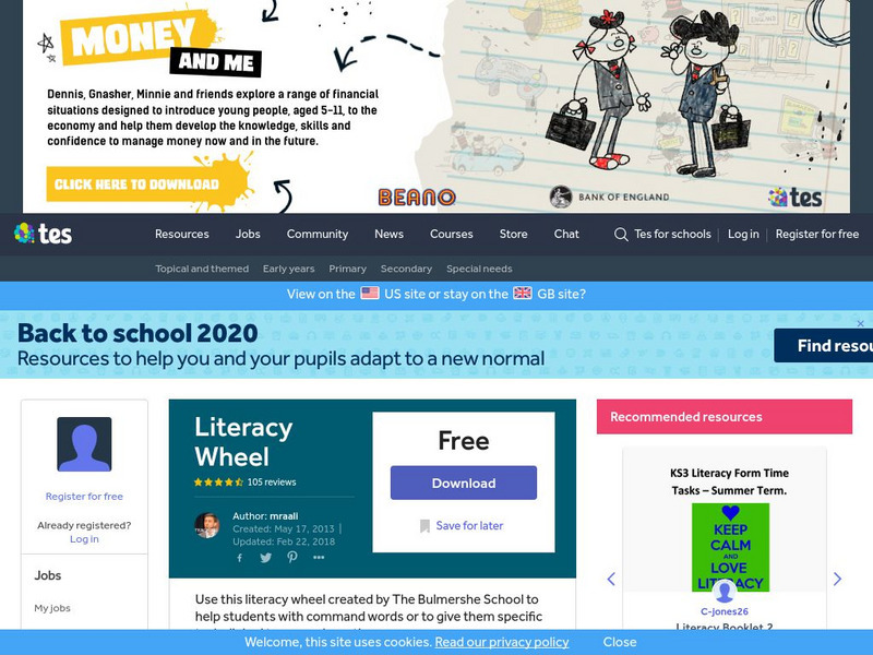 Tes: Literacy Wheel Activity Tes: Literacy Wheel Activity