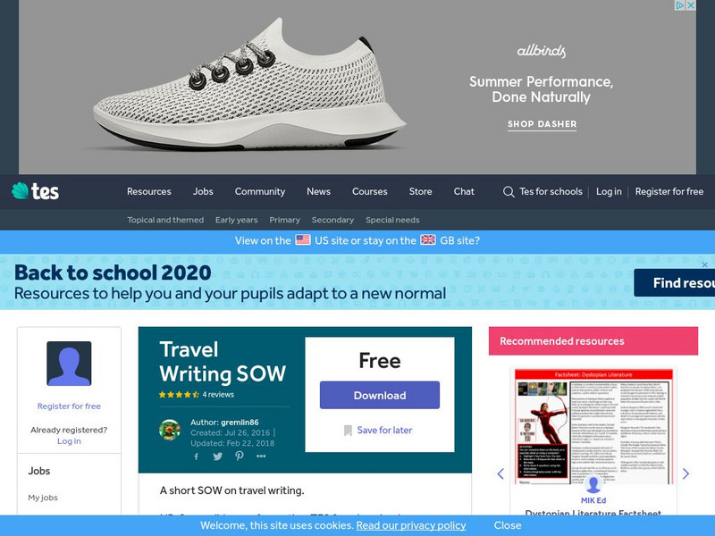 Tes: Travel Writing Sow PPT Tes: Travel Writing Sow PPT