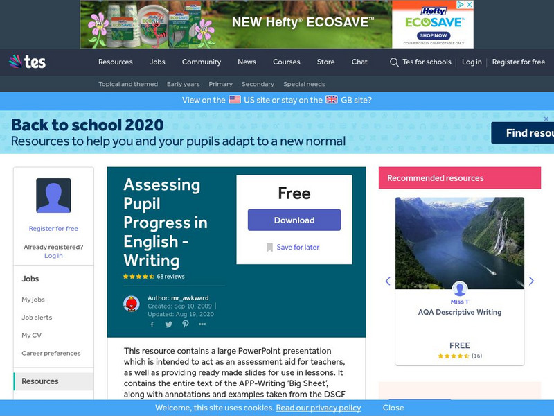 Tes: Assessing Pupil Progress in English: Writing Graphic Tes: Assessing Pupil Progress in English: Writing Graphic