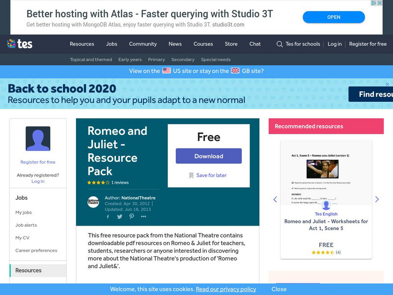 Tes: Education Workpack: Romeo and Juliet Unit Plan Tes: Education Workpack: Romeo and Juliet Unit Plan