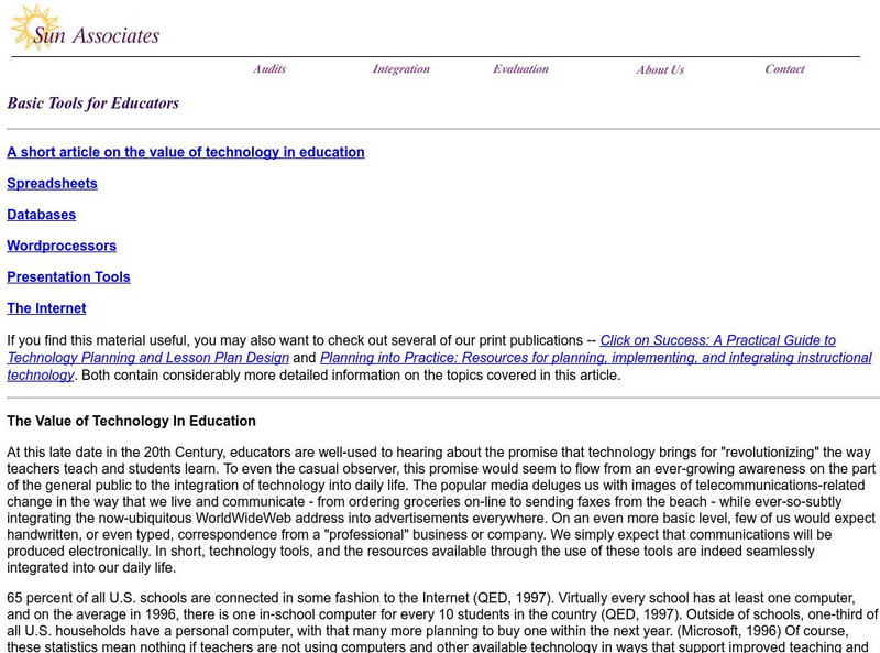 Sun Associates: Basic Tools for Educators Professional Doc Sun Associates: Basic Tools for Educators Professional Doc