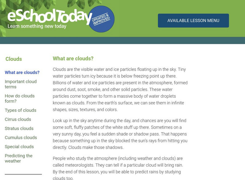 E School Today: Your Revision Notes on Clouds Handout E School Today: Your Revision Notes on Clouds Handout