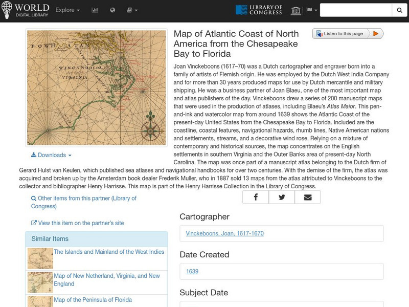 World Digital Library: Map of Atlantic Coast: Chesapeake Bay to Florida Graphic World Digital Library: Map of Atlantic Coast: Chesapeake Bay to Florida Graphic