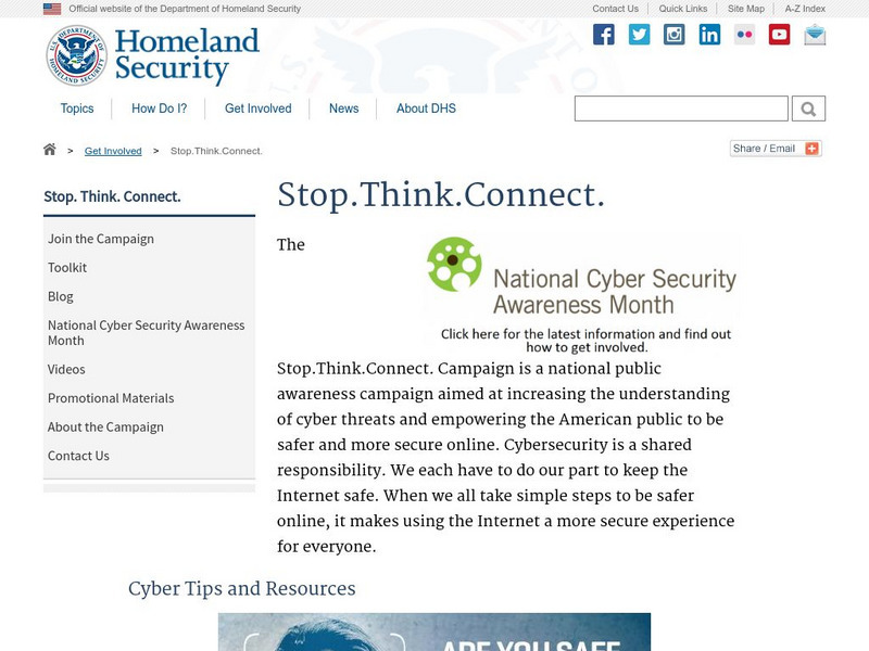 U.s. Department of Homeland Security: Stop. Think. Connect. Campaign Website