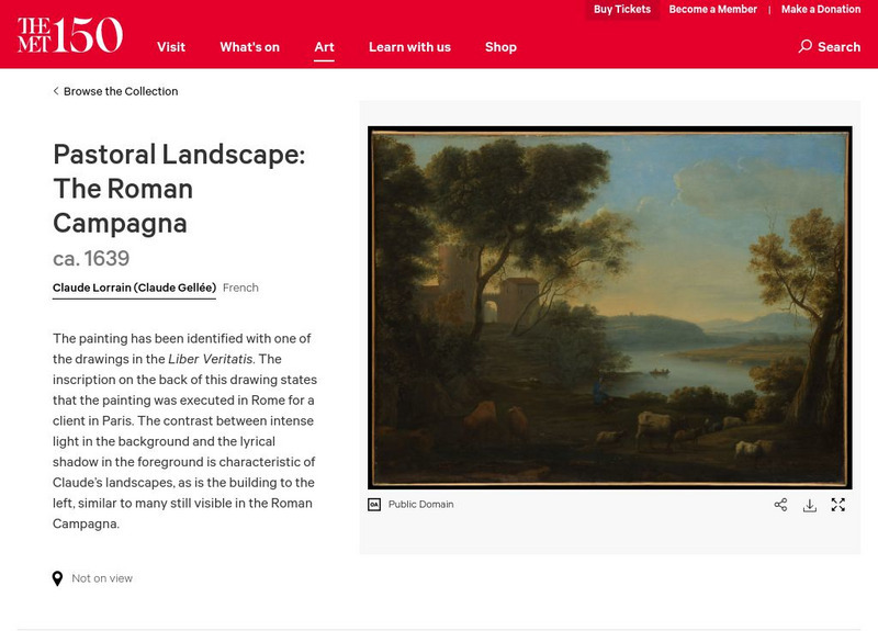 Metropolitan Museum of Art: Claude Lorrain, "Pastoral Landscape" Website