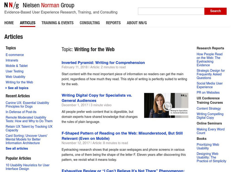Nielsen Norman Group: Writing for the Web Handout Nielsen Norman Group: Writing for the Web Handout