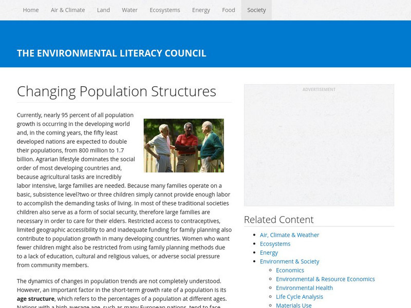 The Environmental Literacy Council: Changing Population Structures Handout The Environmental Literacy Council: Changing Population Structures Handout