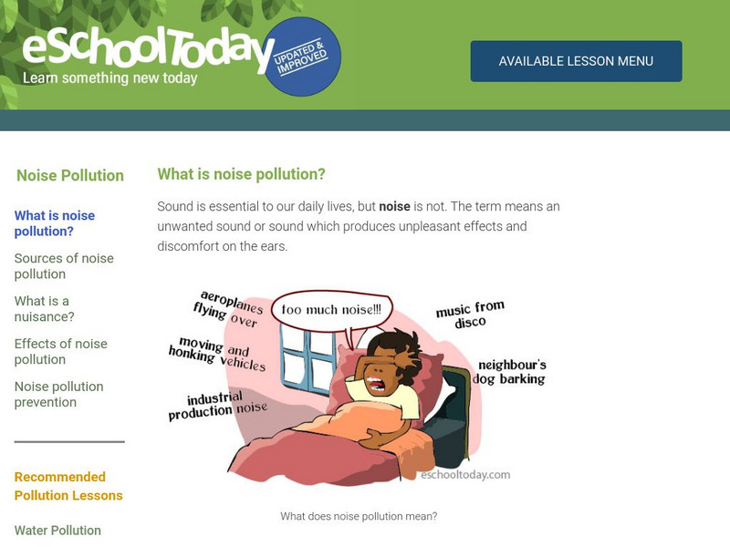 E School Today: Your Cool Facts and Tips on Noise Pollution Handout E School Today: Your Cool Facts and Tips on Noise Pollution Handout