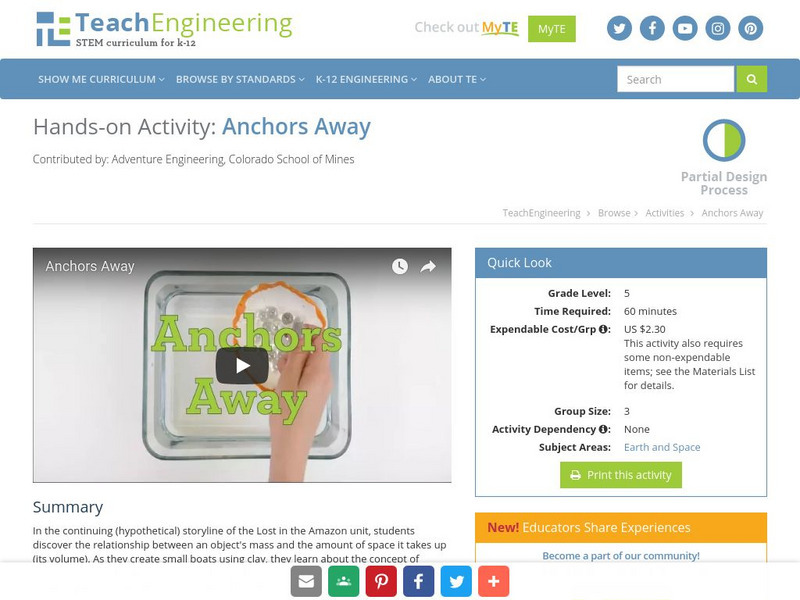 Teach Engineering: Anchors Away Activity Teach Engineering: Anchors Away Activity