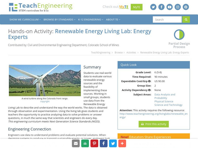 Teach Engineering: Renewable Energy Living Lab: Energy Experts Activity Teach Engineering: Renewable Energy Living Lab: Energy Experts Activity