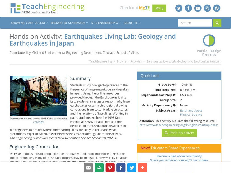 Teach Engineering: Earthquakes Living Lab: Geology and Earthquakes in Japan Activity Teach Engineering: Earthquakes Living Lab: Geology and Earthquakes in Japan Activity