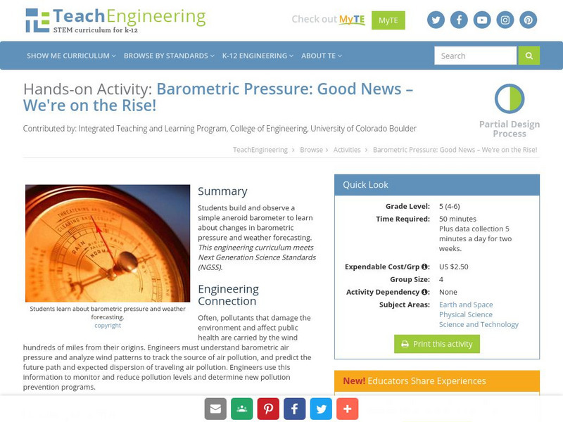 Teach Engineering: Good News We're on the Rise! Activity Teach Engineering: Good News We're on the Rise! Activity