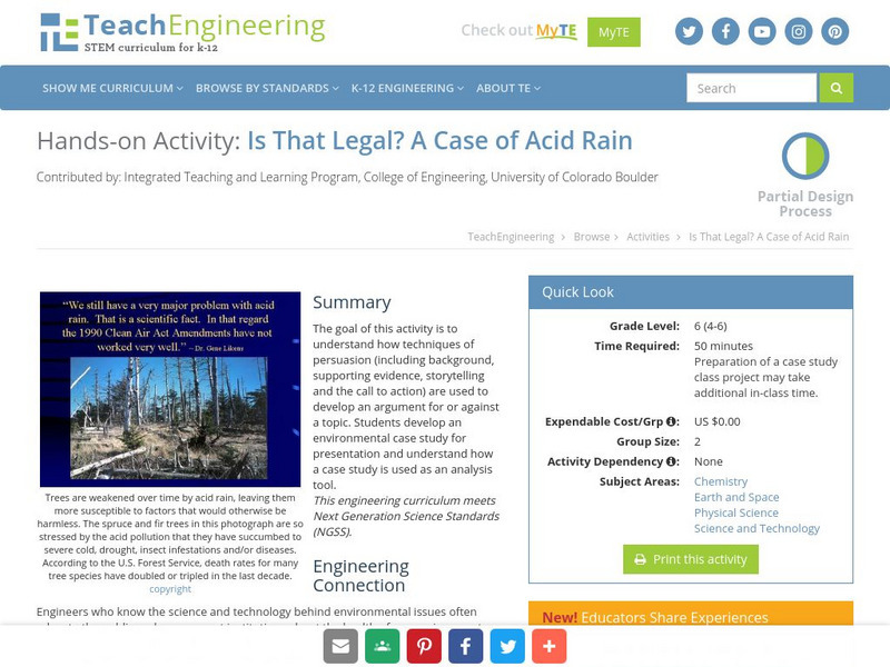 Teach Engineering: Is That Legal? A Case of Acid Rain Activity Teach Engineering: Is That Legal? A Case of Acid Rain Activity