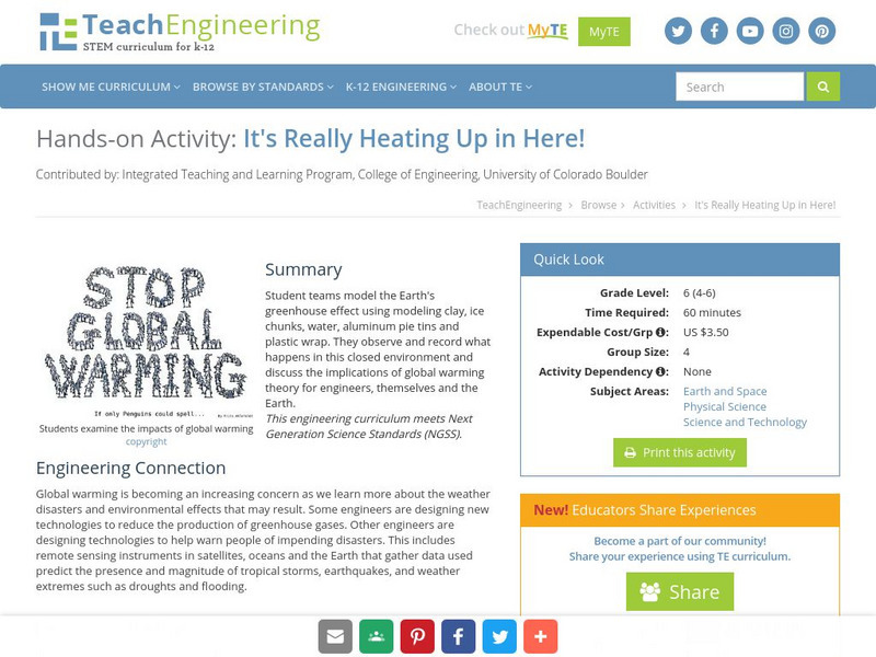 Teach Engineering: It's Really Heating Up in Here! Activity Teach Engineering: It's Really Heating Up in Here! Activity