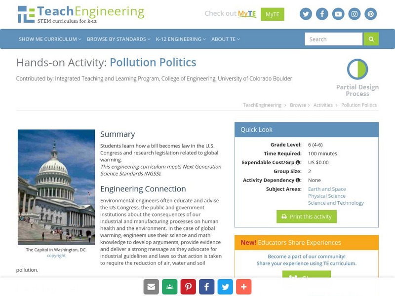 Teach Engineering: Pollution Politics Activity Teach Engineering: Pollution Politics Activity