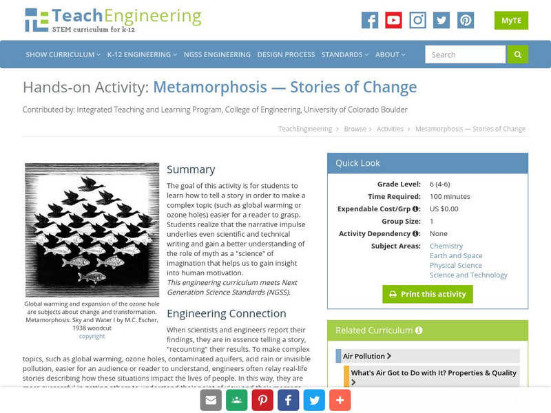 Teach Engineering: Metamorphosis Stories of Change Activity Teach Engineering: Metamorphosis Stories of Change Activity