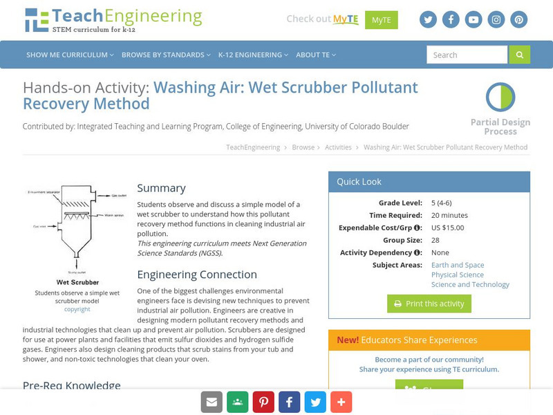 Teach Engineering: Washing Air Activity