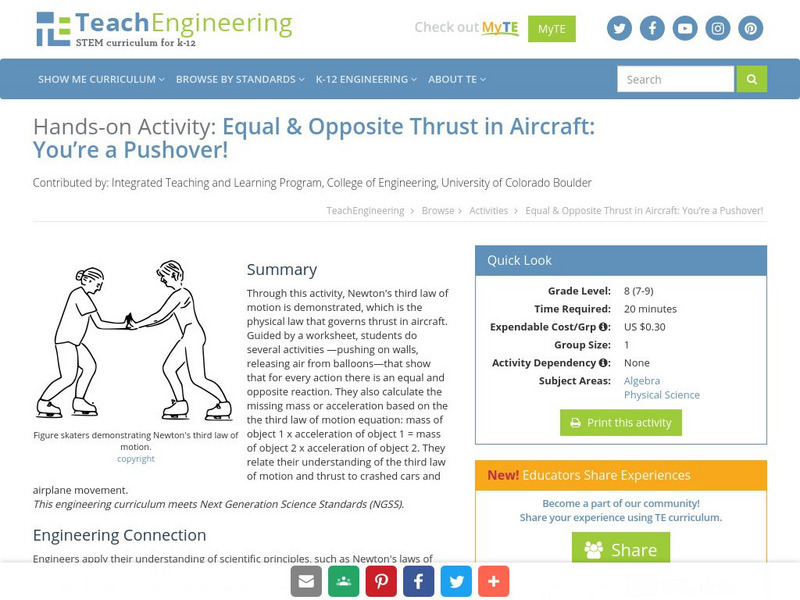 Teach Engineering: You're a Pushover! Activity