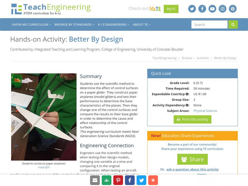 Teach Engineering: Better by Design Activity Teach Engineering: Better by Design Activity