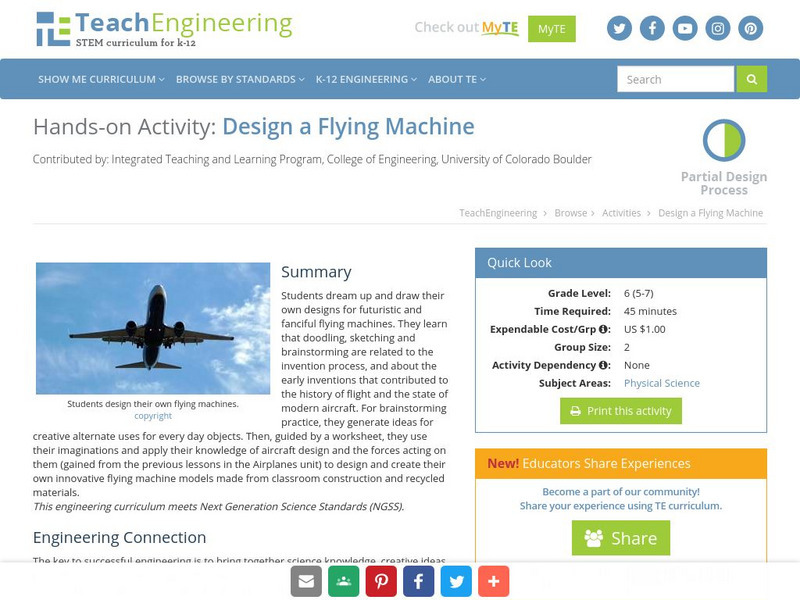 Teach Engineering: Design a Flying Machine Activity Teach Engineering: Design a Flying Machine Activity