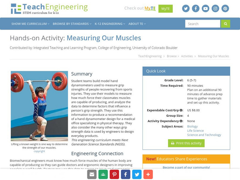 Teach Engineering: Measuring Our Muscles Activity Teach Engineering: Measuring Our Muscles Activity