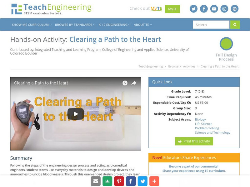 Teach Engineering: Clearing a Path to the Heart Activity Teach Engineering: Clearing a Path to the Heart Activity