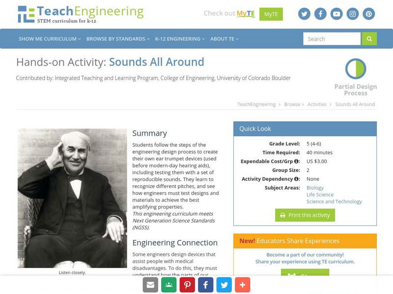 Teach Engineering: Sounds All Around Activity Teach Engineering: Sounds All Around Activity