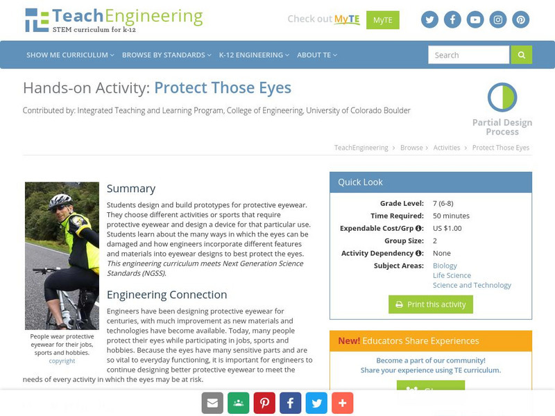 Teach Engineering: Protect Those Eyes Activity Teach Engineering: Protect Those Eyes Activity