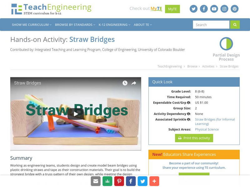 Teach Engineering: Straw Bridges Activity Teach Engineering: Straw Bridges Activity
