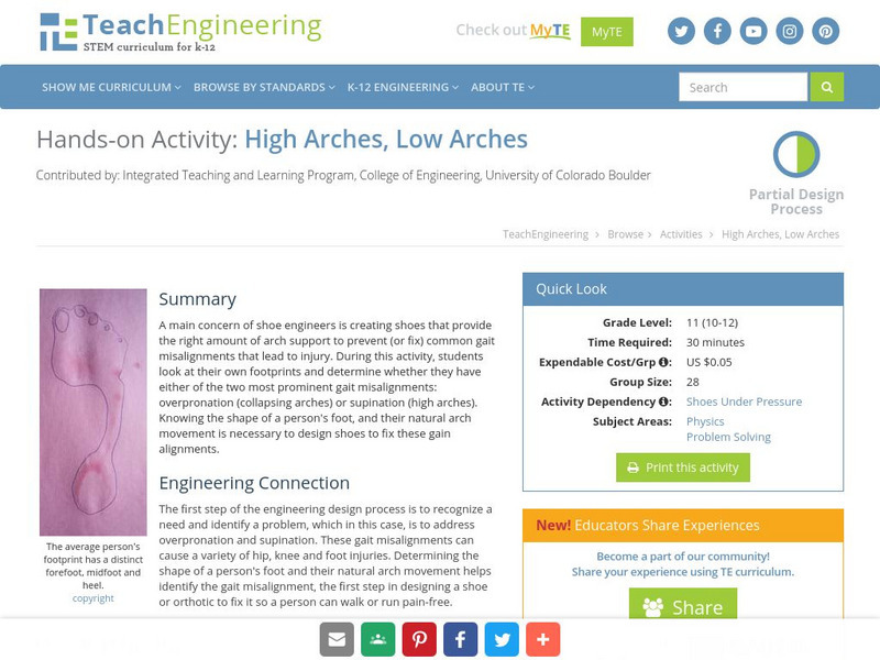 Teach Engineering: High Arches, Low Arches Activity Teach Engineering: High Arches, Low Arches Activity
