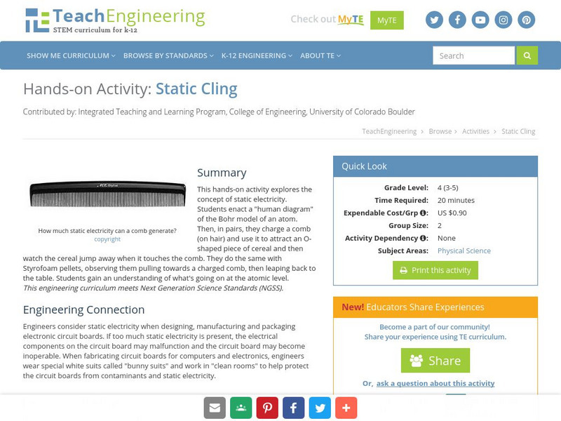 Teach Engineering: Static Cling Activity Teach Engineering: Static Cling Activity