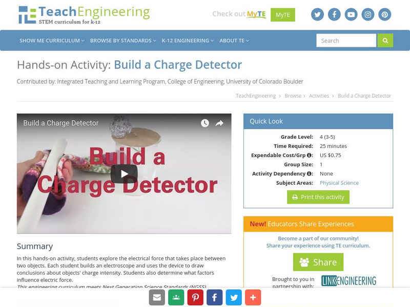 Teach Engineering: Build a Charge Detector Activity Teach Engineering: Build a Charge Detector Activity