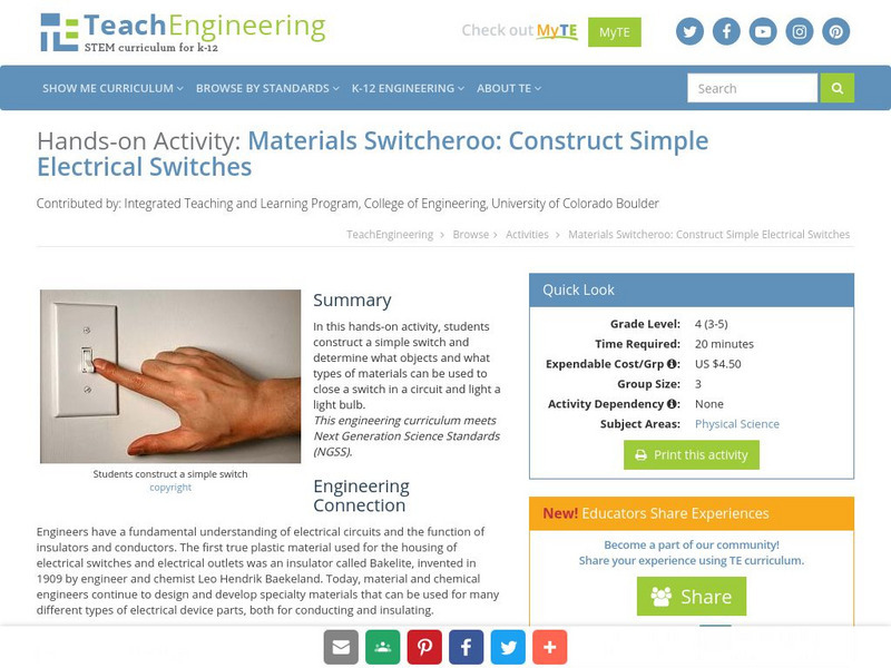 Teach Engineering: Switcheroo Activity Teach Engineering: Switcheroo Activity