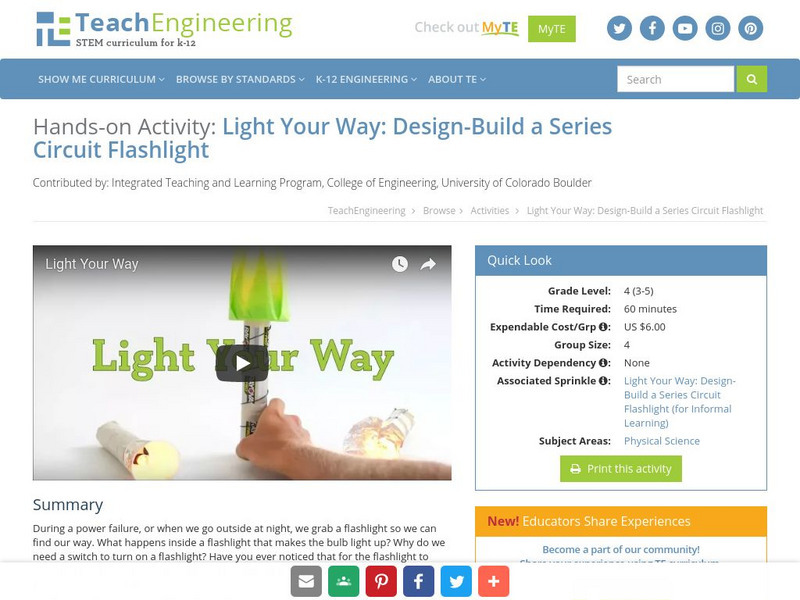 Teach Engineering: Light Your Way Activity Teach Engineering: Light Your Way Activity