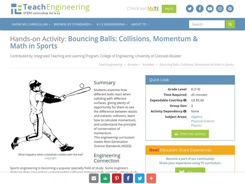Teach Engineering: Bouncing Balls Activity Teach Engineering: Bouncing Balls Activity