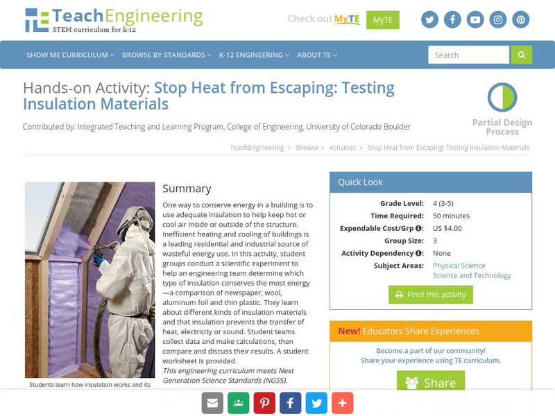 Teach Engineering: Stop Heat From Escaping Activity