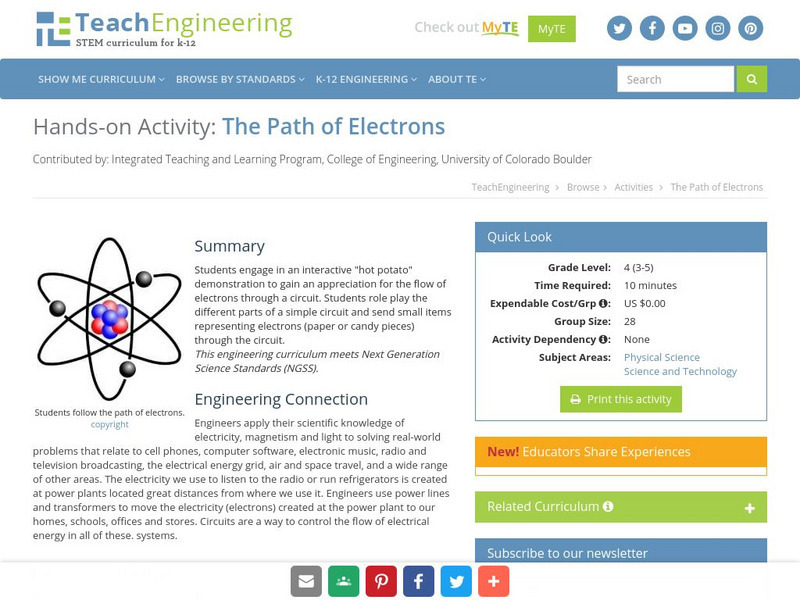 Teach Engineering: The Path of Electrons Activity Teach Engineering: The Path of Electrons Activity