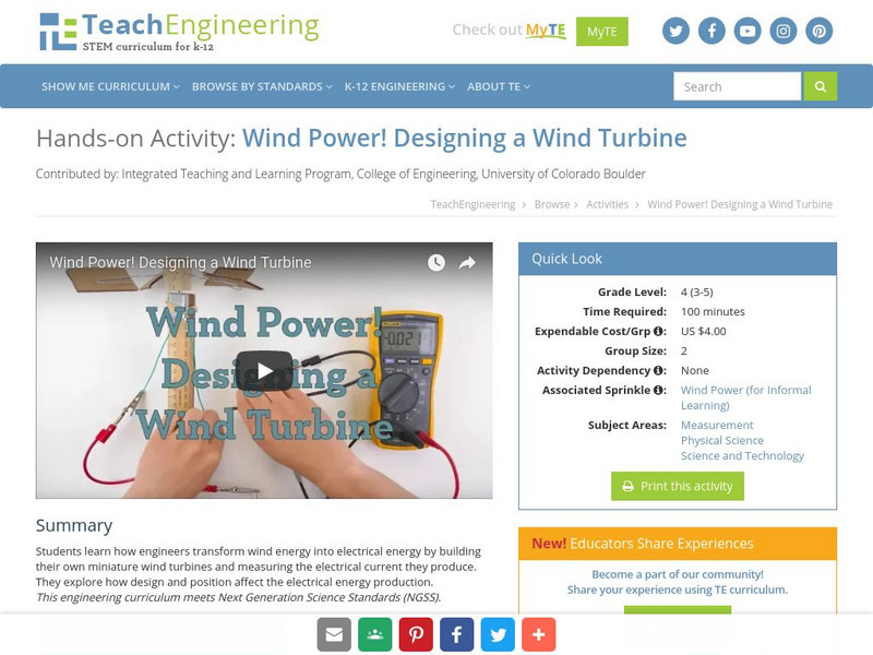 Teach Engineering: Wind Power! Activity Teach Engineering: Wind Power! Activity