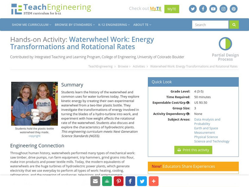 Teach Engineering: Waterwheel Work Activity Teach Engineering: Waterwheel Work Activity