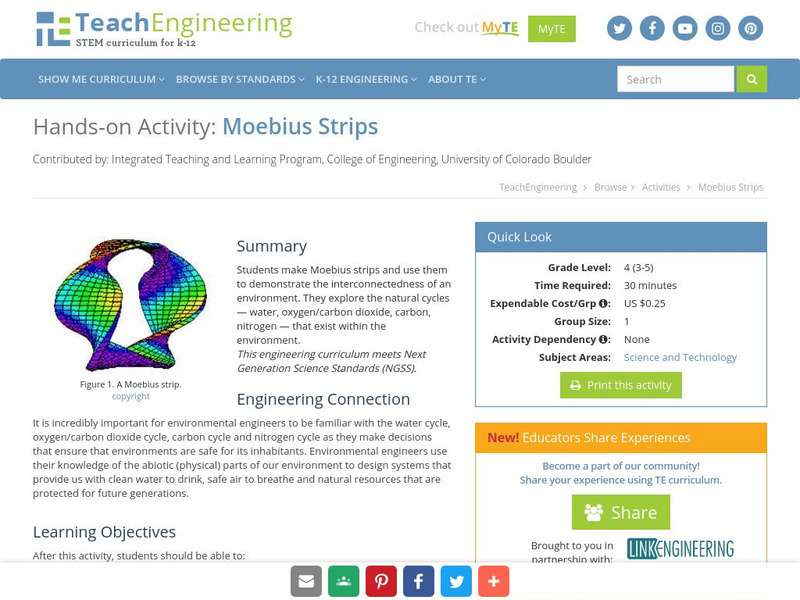 Teach Engineering: Moebius Strips Activity Teach Engineering: Moebius Strips Activity
