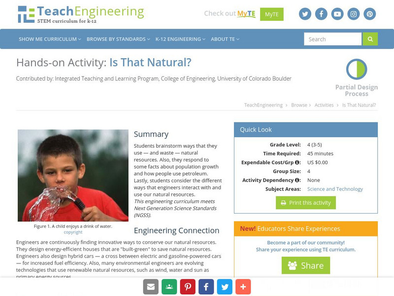 Teach Engineering: Is That Natural? Activity Teach Engineering: Is That Natural? Activity